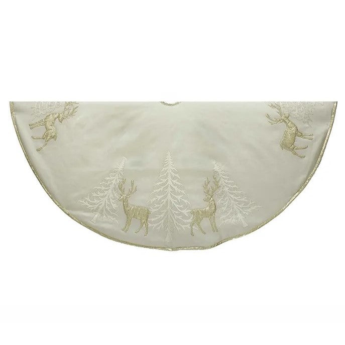 48" Gold Reindeer & Tree Applique Tree Skirt