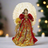 18" Red & Gold Fiber Optic Angel Tree Topper