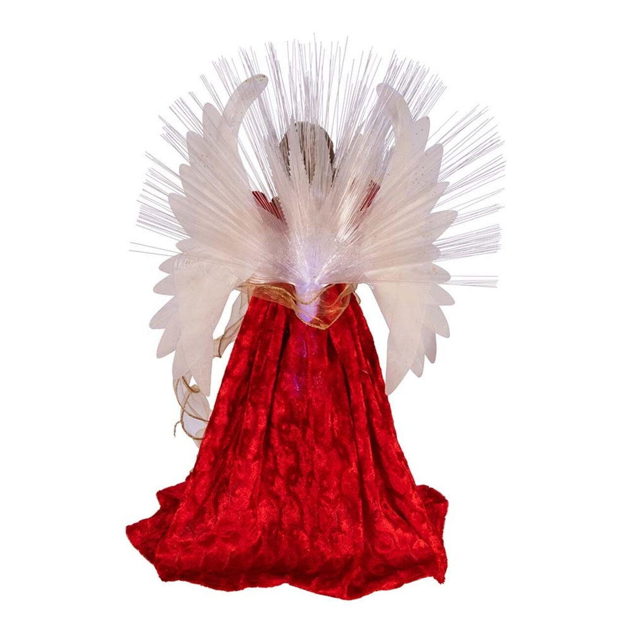 18" Red & Gold Fiber Optic Angel Tree Topper