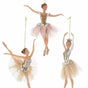 7" Pink & Gold Ballerina Ornament Set Of 3