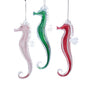 7" Seahorse Glittered Glass Ornament Set Of 6