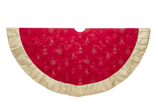 60" Red & Gold Embroidered Tree Skirt
