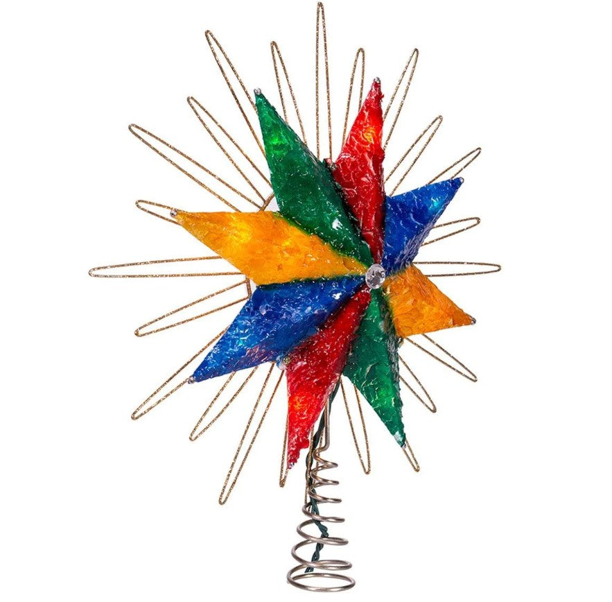 10" Lighted Multicolor Capiz Star Tree Topper