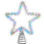 Adorno para árbol con forma de estrella de oropel plateado con LED RGB de 12"