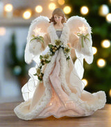 16" Lighted Ivory & Grey Angel Tree Topper