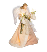 16" Lighted Ivory & Grey Angel Tree Topper