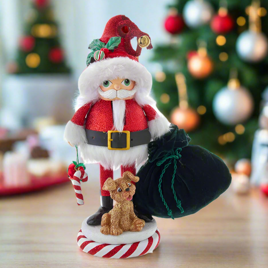 12" Hollywood Chubby Santa With Puppy Nutcracker