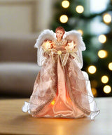 14" Lighted Gold & Copper Angel Tree Topper