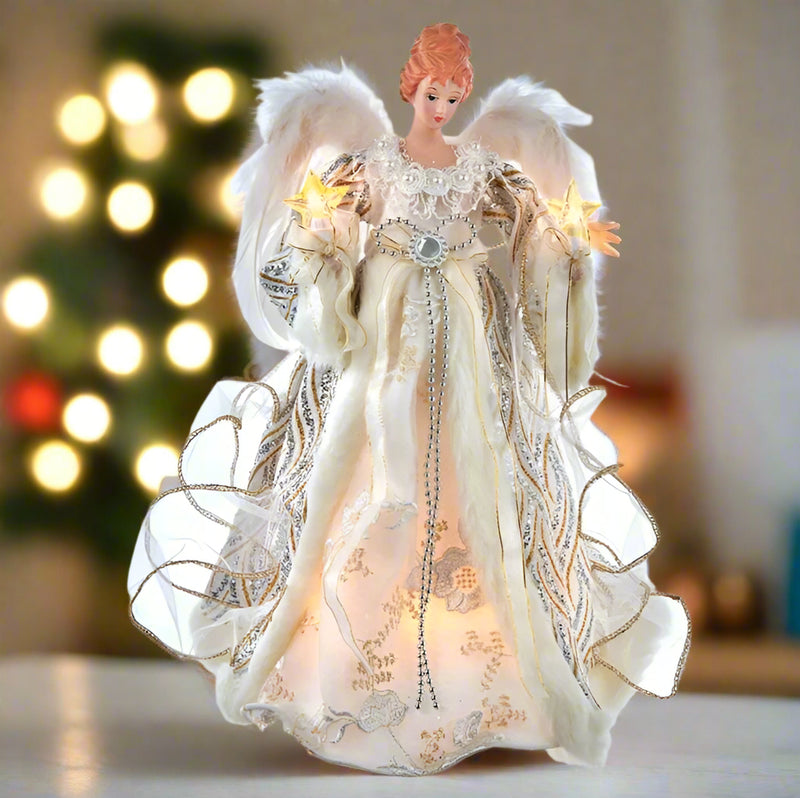 14" Lighted Gold & Silver Angel Tree Topper
