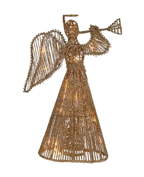 12" Lighted Gold Glittered Angel Tree Topper