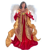 16" Lighted Red & Gold Angel Tree Topper African American