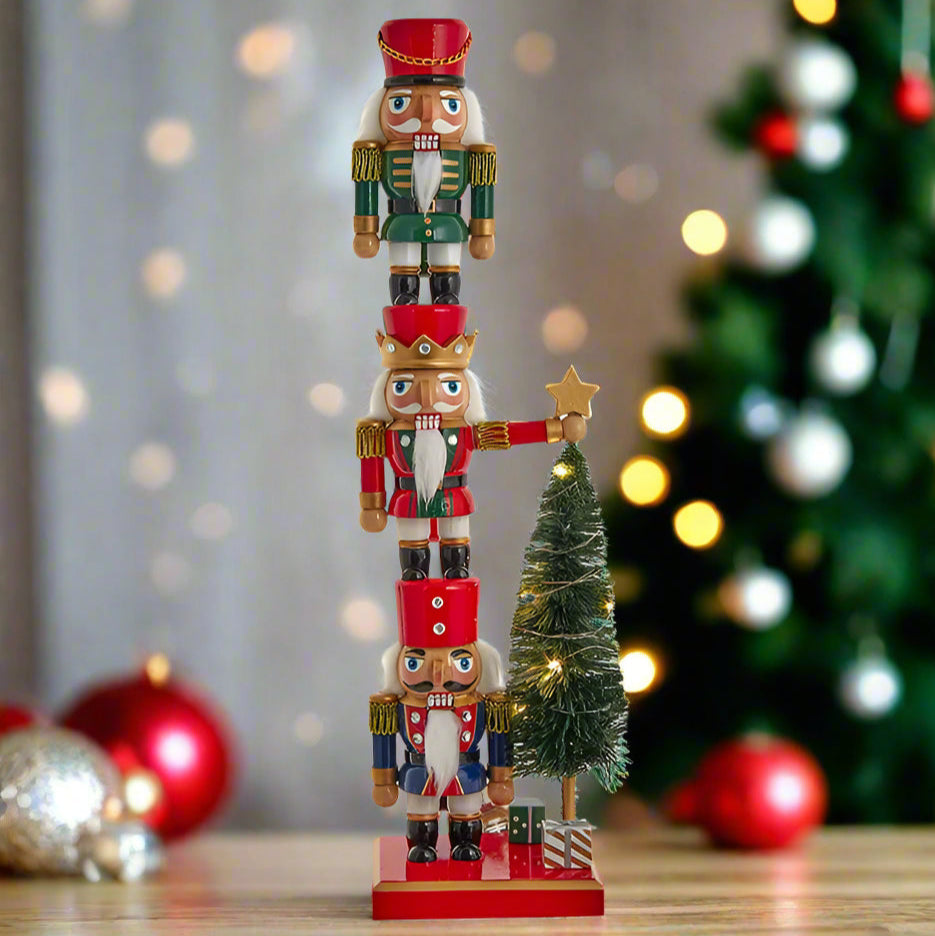 18" Stacked Nutcracker Trio Battery Operated