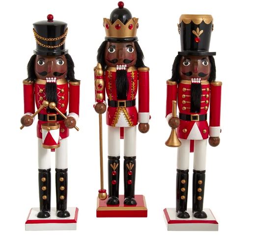 15" African American Red & Gold Nutcracker Assorted Set Of 3