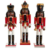 15" African American Red & Gold Nutcracker Assorted Set Of 3