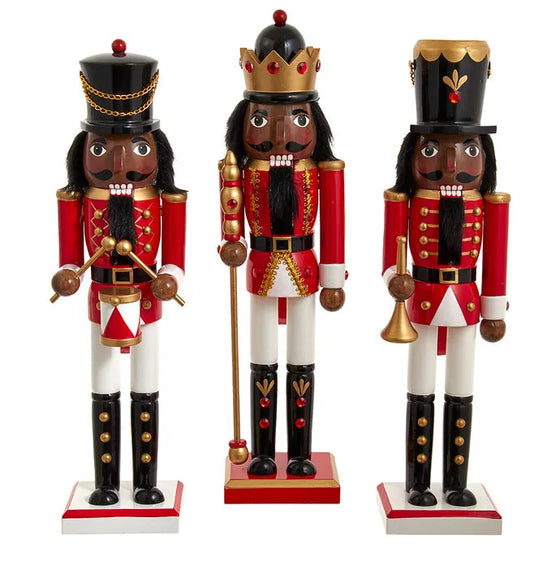 15" African American Red & Gold Nutcracker Assorted Set Of 3
