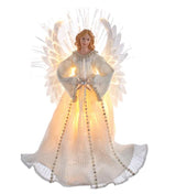 16" Lighted White Angel With Star Tree Topper