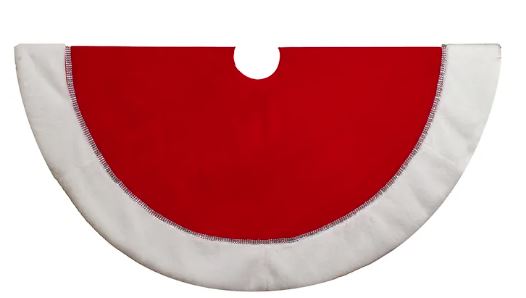 48" Red Tree Skirt With White Border