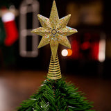 14" Lighted Gold Glittered Polaris Star Projector Tree Topper