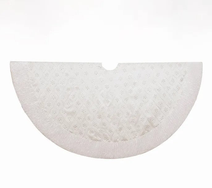 60" White Embroidered Tree Skirt
