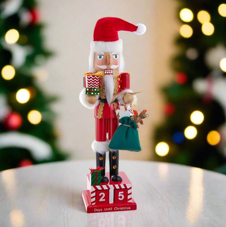 15" Santa Calendar With Gifts Nutcracker