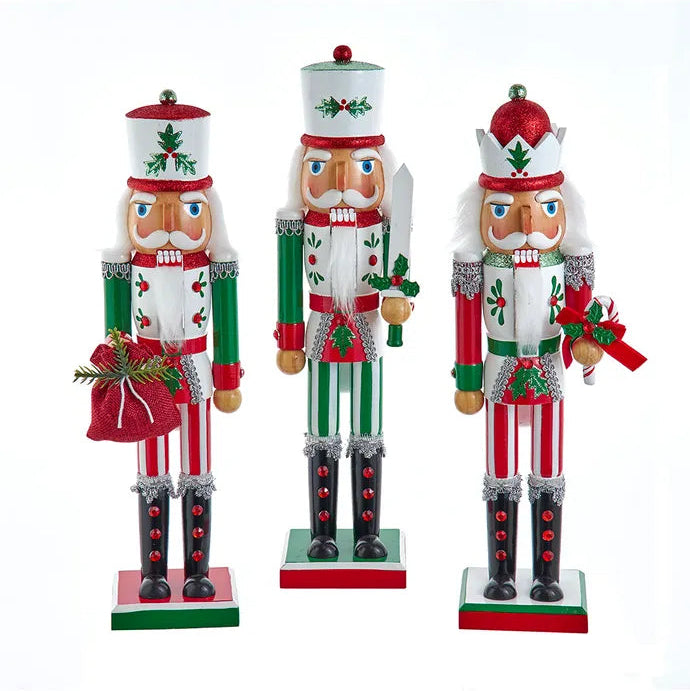 15" Red, Green & White Nutcracker Assorted Set Of 3