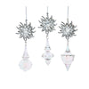 6" Opalescent Dangle Ornaments Assorted Set of 6