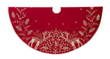 50" Red Reindeer Embroidered Tree Skirt
