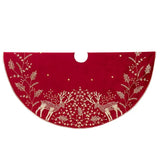 50" Red Reindeer Embroidered Tree Skirt