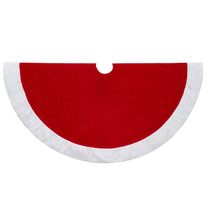 50" Red Tree Skirt With White Fur Border