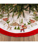 48" White Embroidered Beaded Velvet Tree Skirt
