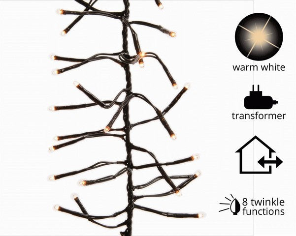 14 FT Cluster 448 LED Warm White Green Wire 8 Function Twinkle