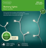 47 FT 192 LED Warm White Twinkle Lights With Transparent Wire Battery Operated