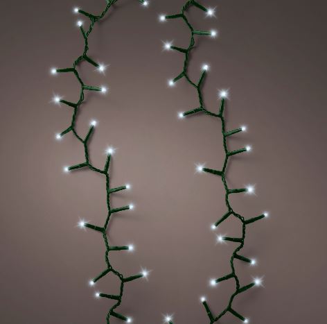 36 pies Compacto 500 LED Blanco Frío Cable Verde 8 Funciones Parpadeo