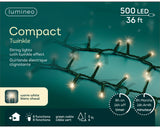 36 FT Compact 500 LED Warm White Green Wire 8 Function Twinkle