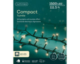 112 FT 1500 LED Warm White Compact Lights With Green Wire