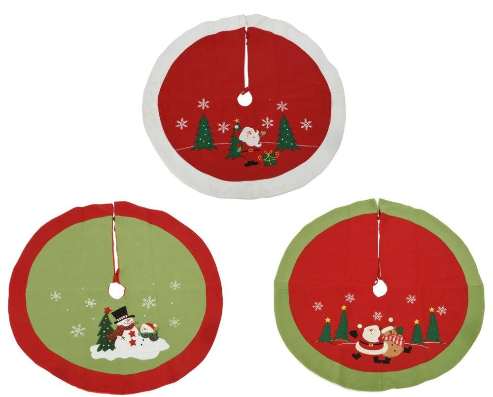 35" Red & Green Assorted Tree Skirt Set Of 3