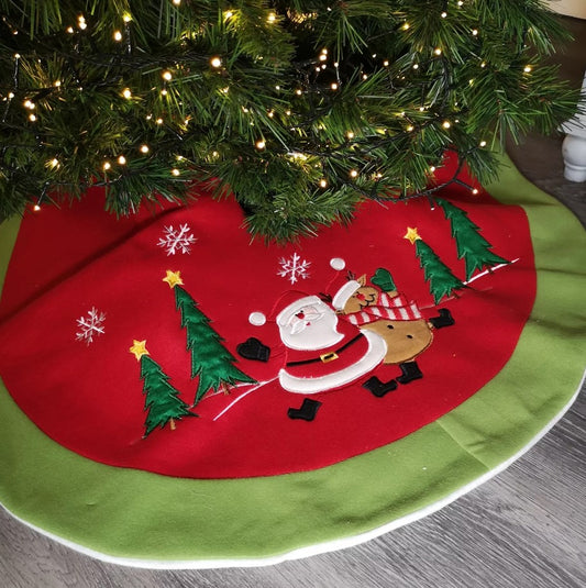 Juego de 3 faldones para árbol de 35" de colores rojo y verde surtidos