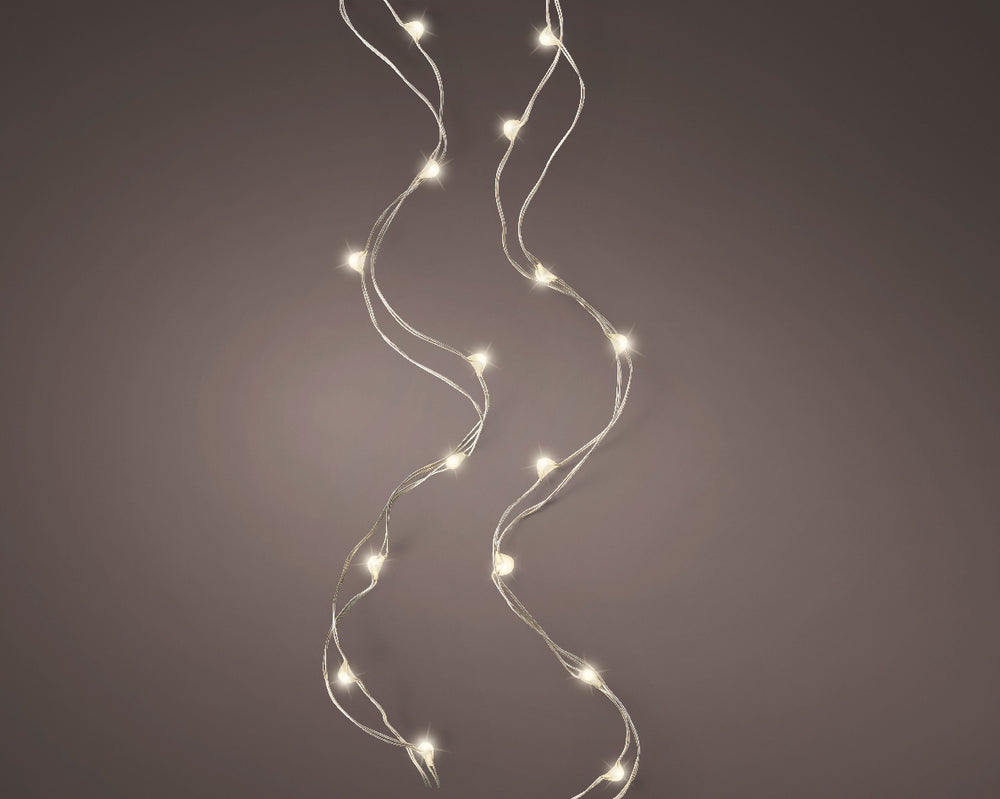 6 FT 40 Micro LED Warm White Lights With Silver Wire Battery Operated