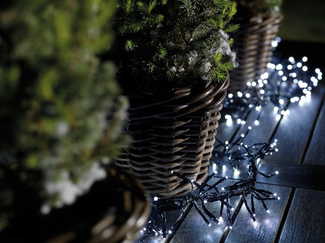 46 FT Cluster 1512 LED Cool White Green Wire 8 Function Twinkle