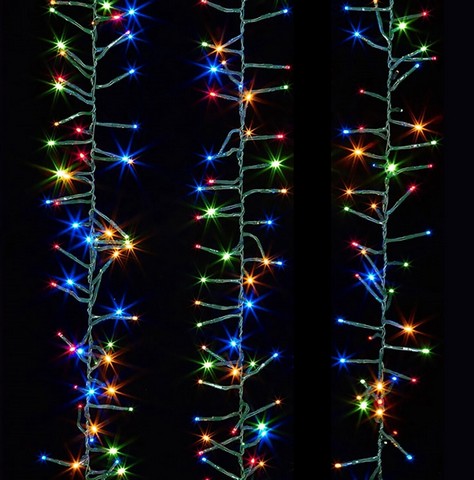 46 FT Cluster 1512 LED Multicolor Green Wire 8 Function Twinkle