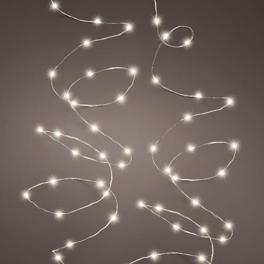 Luces LED microcálidas de 40 pies y 240 luces blancas con cable plateado