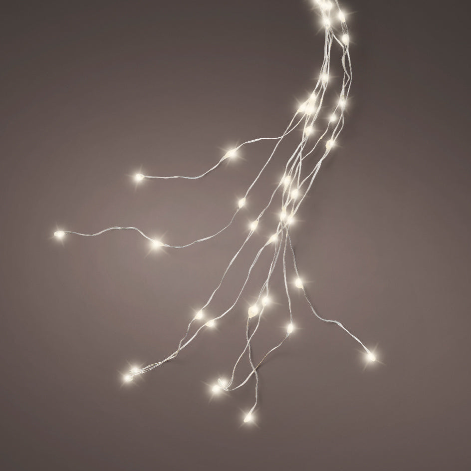 8 FT 832 LED Warm White Tree Bunch Micro Steady Lights With Silver Wire