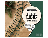 35 FT Cluster 1128 LED Warm White Green Wire 8 Function Twinkle