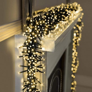 35 FT Cluster 1128 LED Warm White Green Wire 8 Function Twinkle