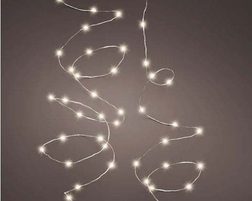 16 FT 100 Micro LED Warm White Twinkle Lights With Silver Wire Battery Operated