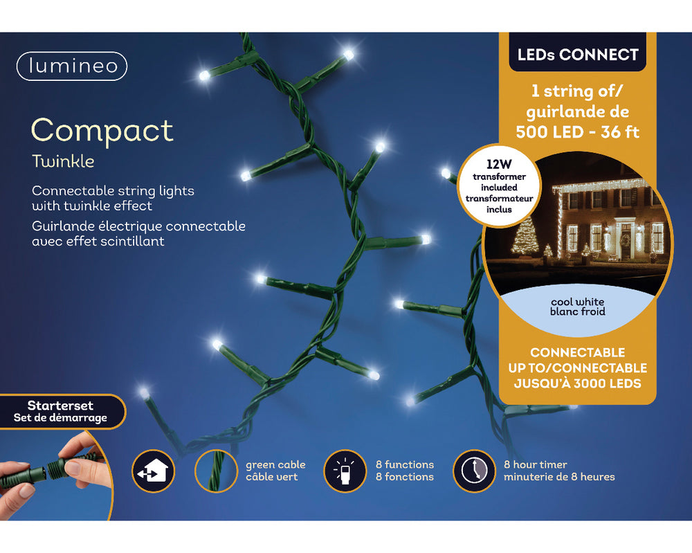 36 FT 500 LED Cool White Compact Starter Set With Green Wire