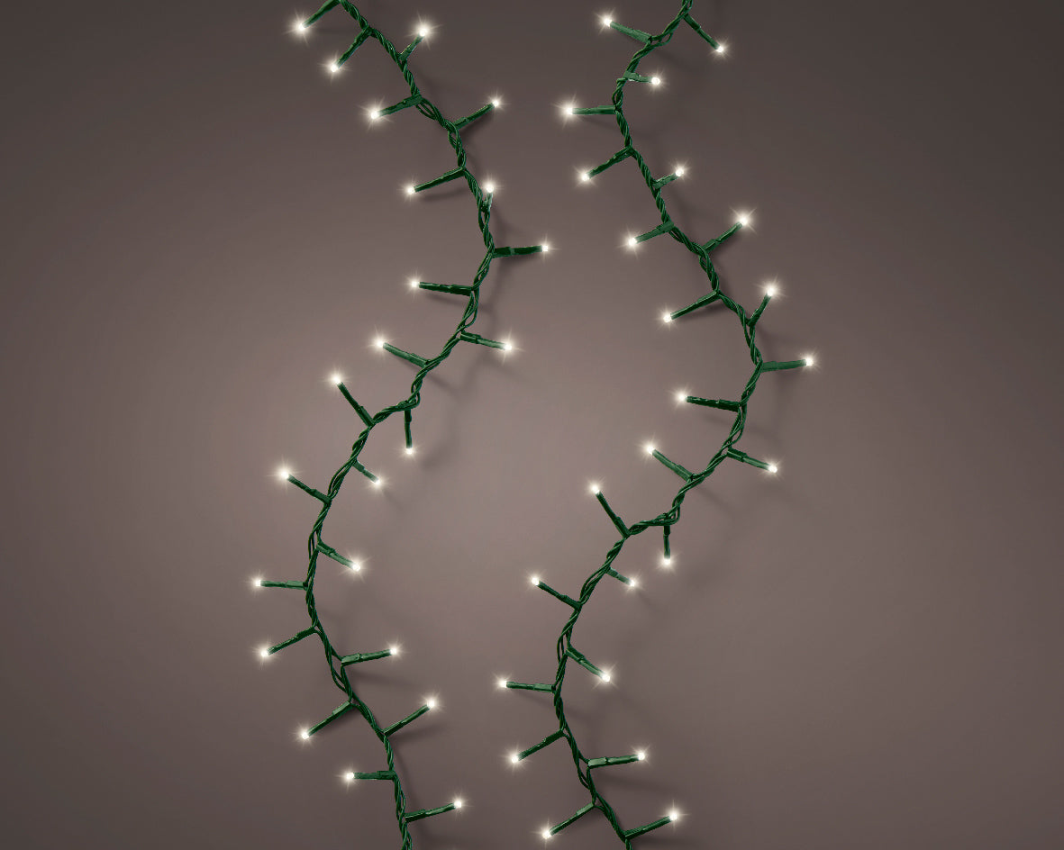 Juego de inicio compacto de 36 pies y 500 luces LED blanco cálido con cable verde