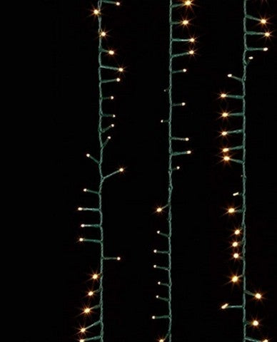 Juego de inicio compacto de 36 pies y 500 luces LED blanco cálido con cable verde