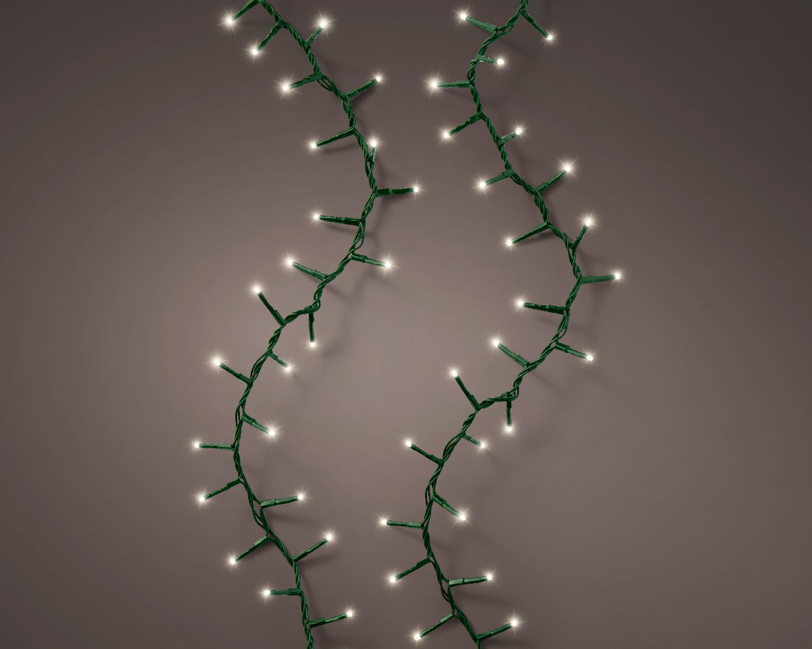 Juego de extensión compacto de 11 m y 500 luces LED de color blanco cálido con cable verde