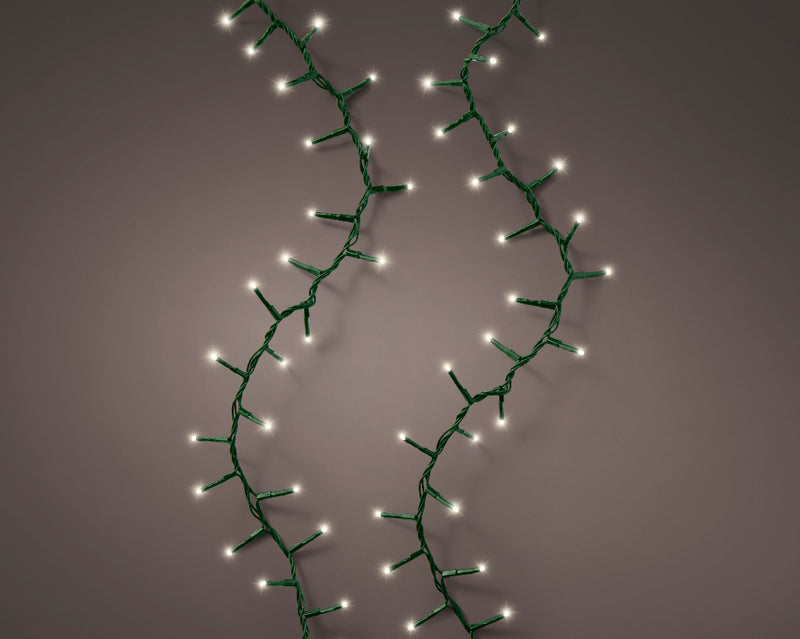 Juego de extensión compacto de 11 m y 500 luces LED de color blanco cálido con cable verde